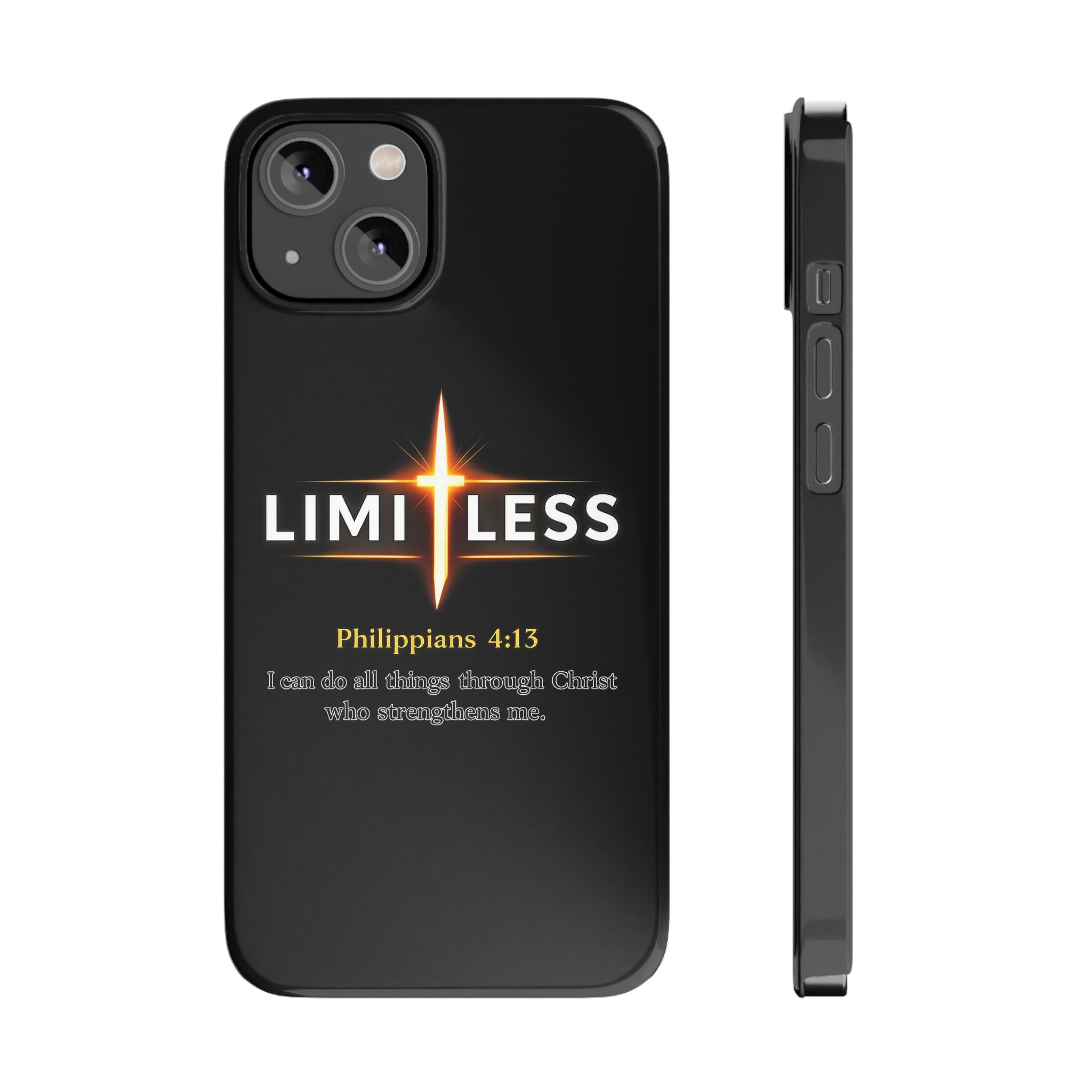 Limitless Cross Phone Case — Philippians 4:13 Christian Slim Case