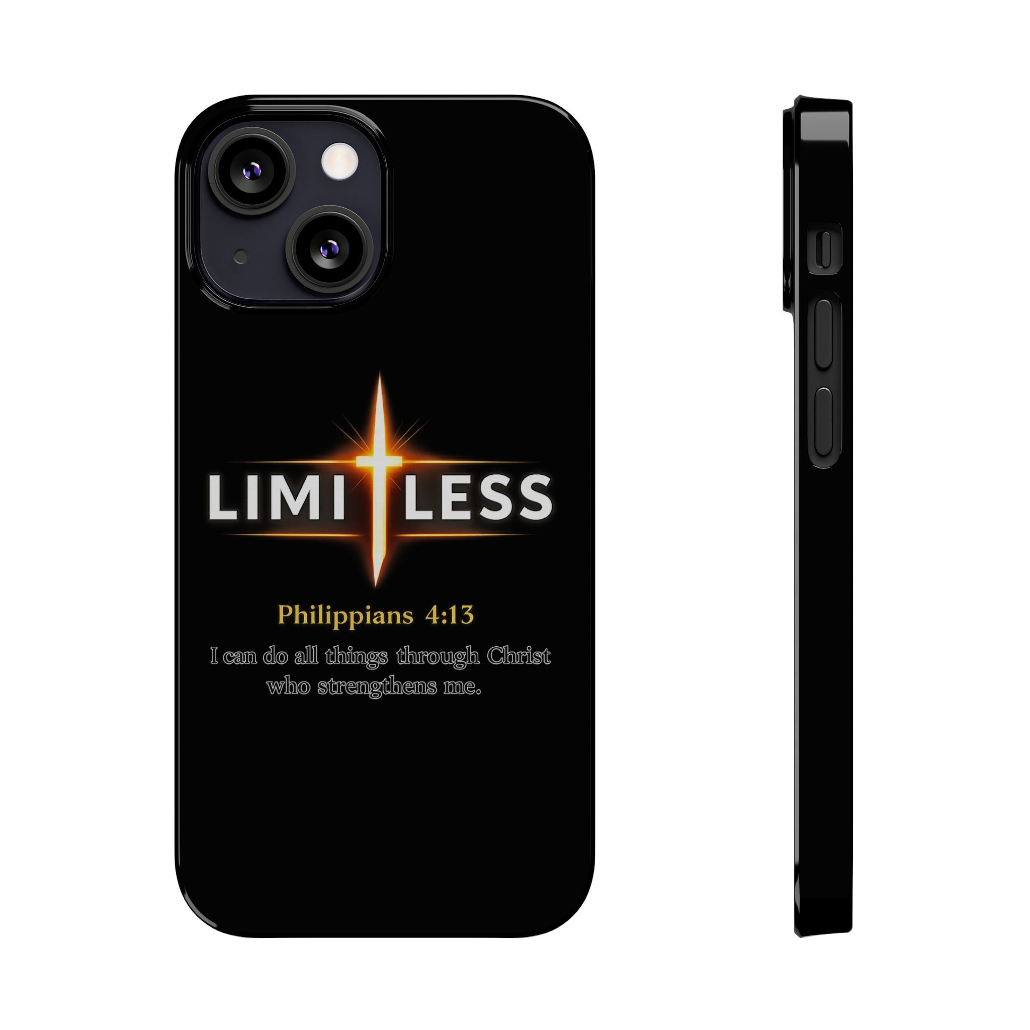 Limitless Cross Phone Case — Philippians 4:13 Christian Slim Case