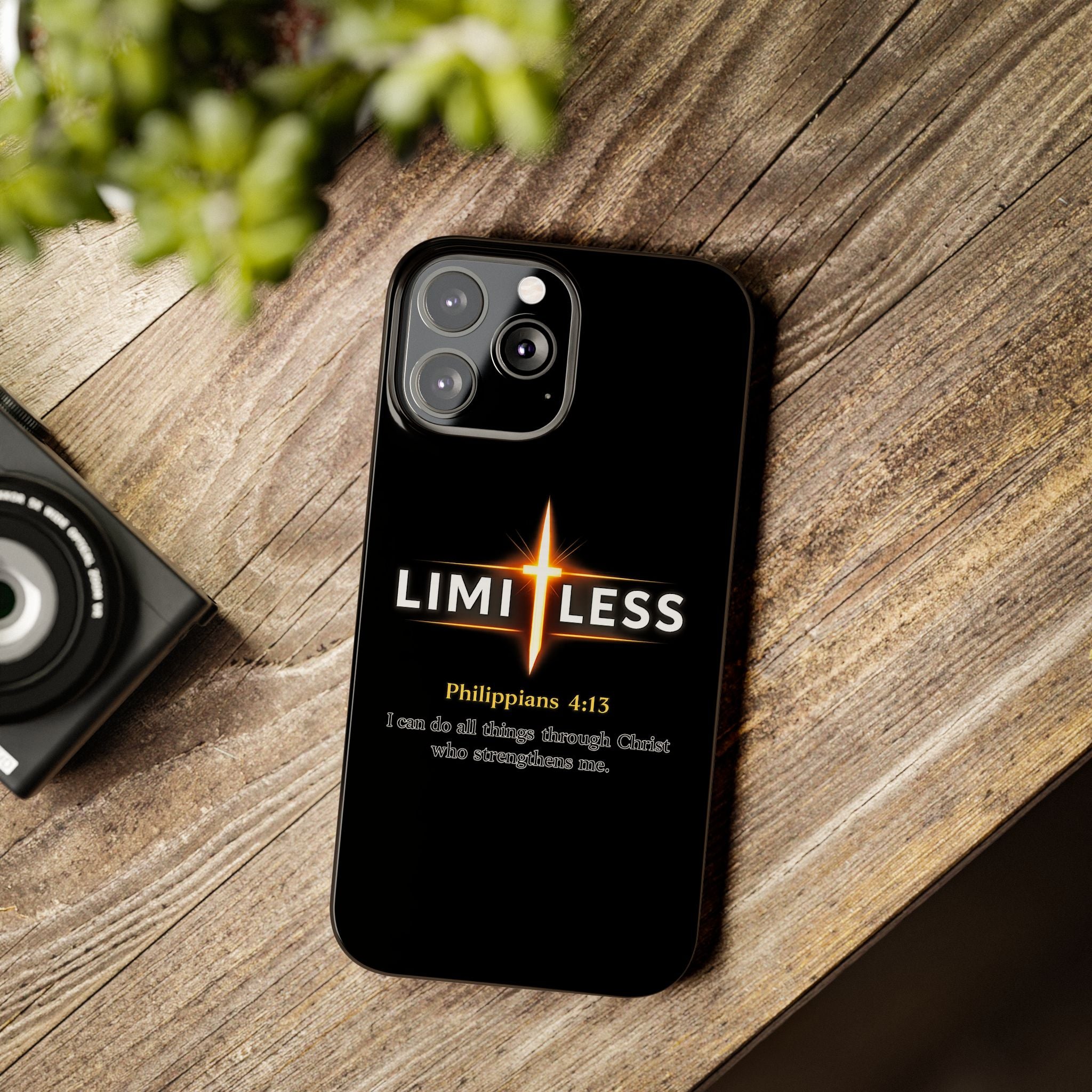 Limitless Cross Phone Case — Philippians 4:13 Christian Slim Case