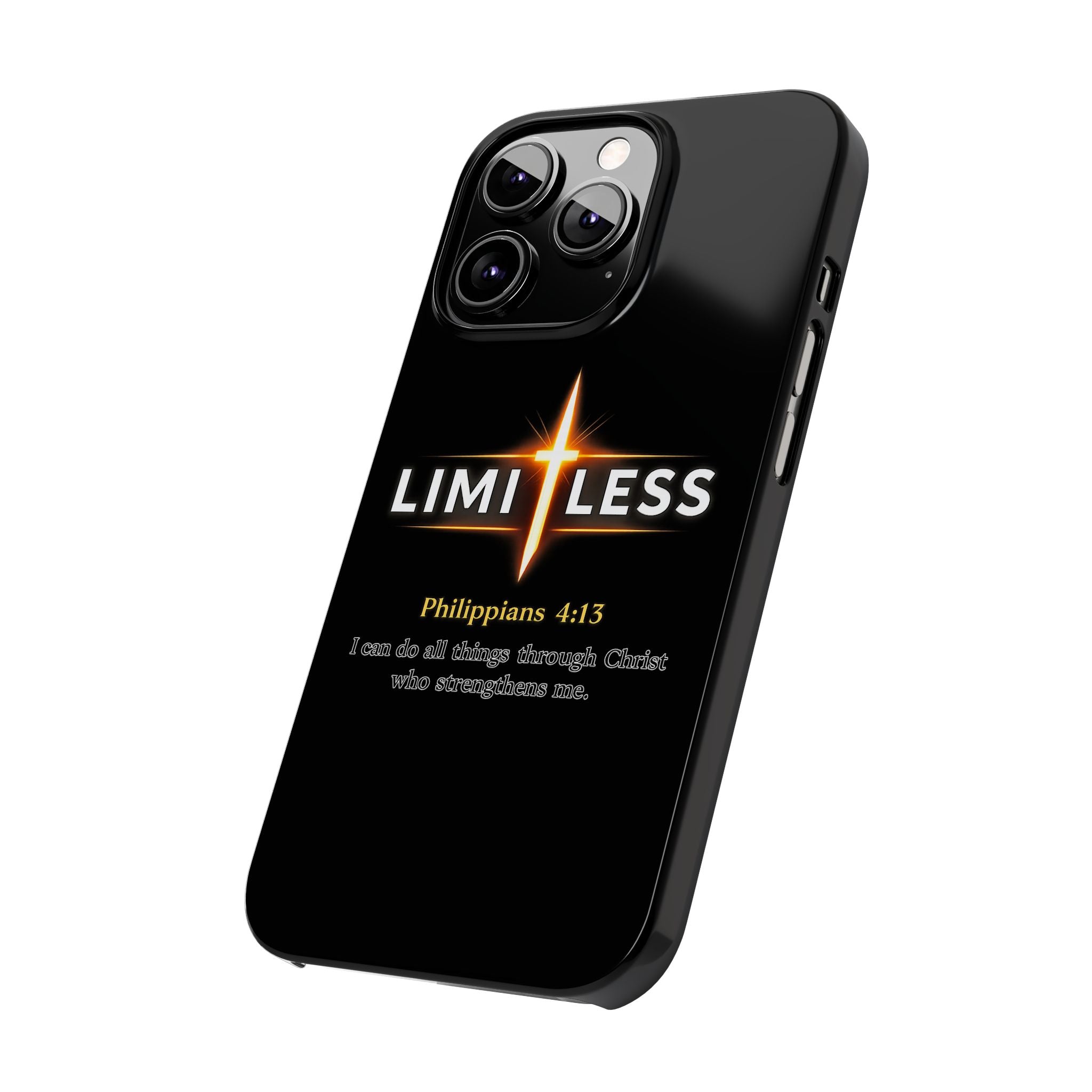 Limitless Cross Phone Case — Philippians 4:13 Christian Slim Case