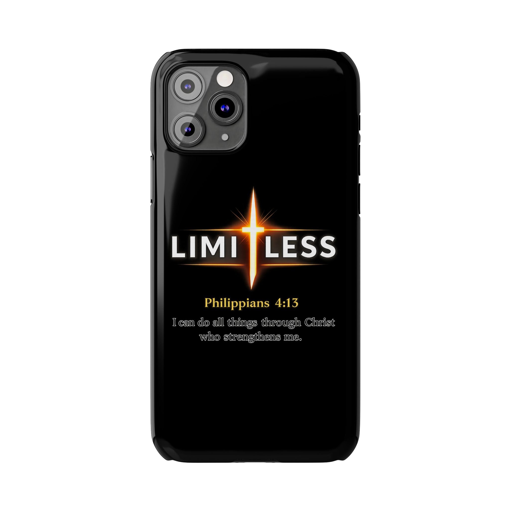 Limitless Cross Phone Case — Philippians 4:13 Christian Slim Case