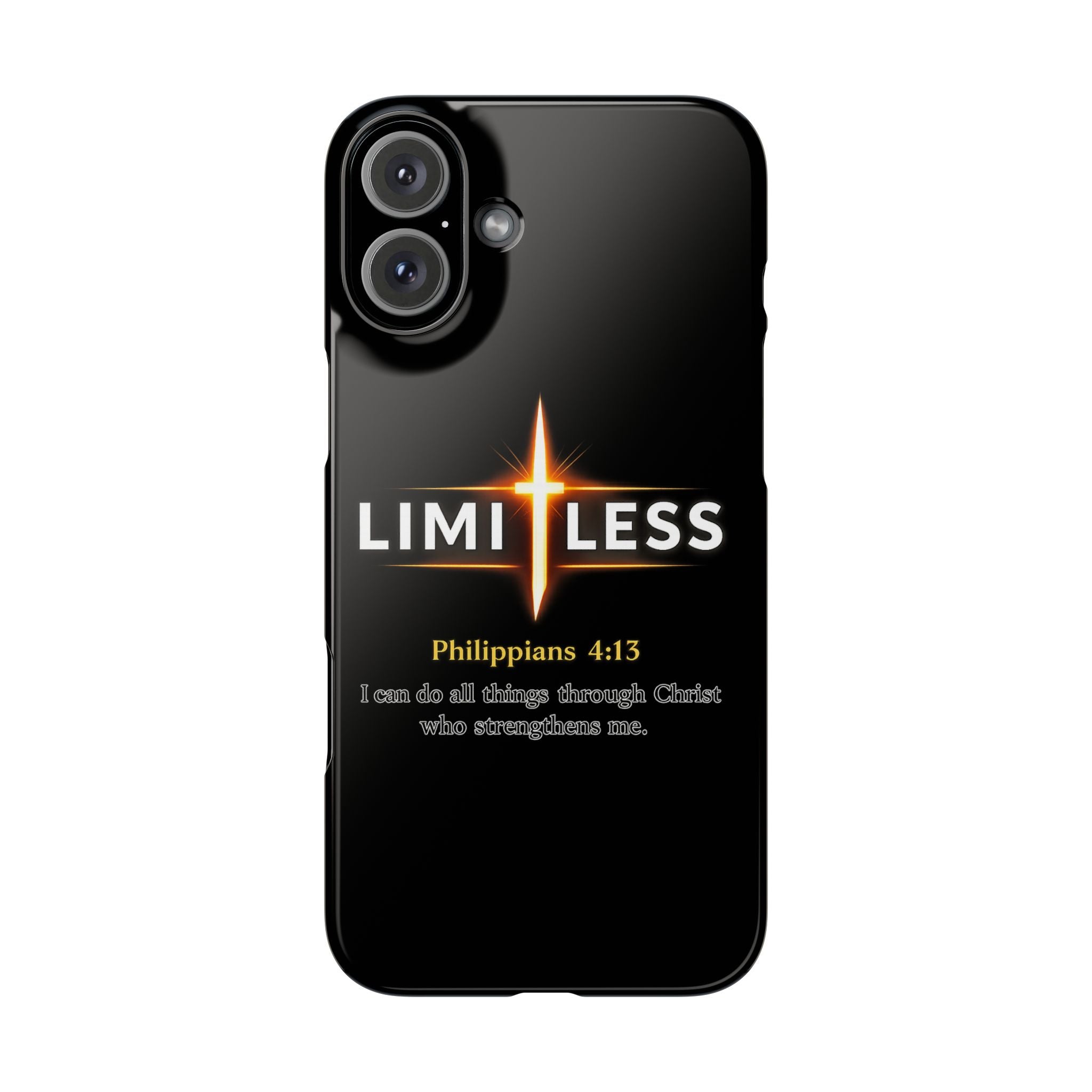 Limitless Cross Phone Case — Philippians 4:13 Christian Slim Case