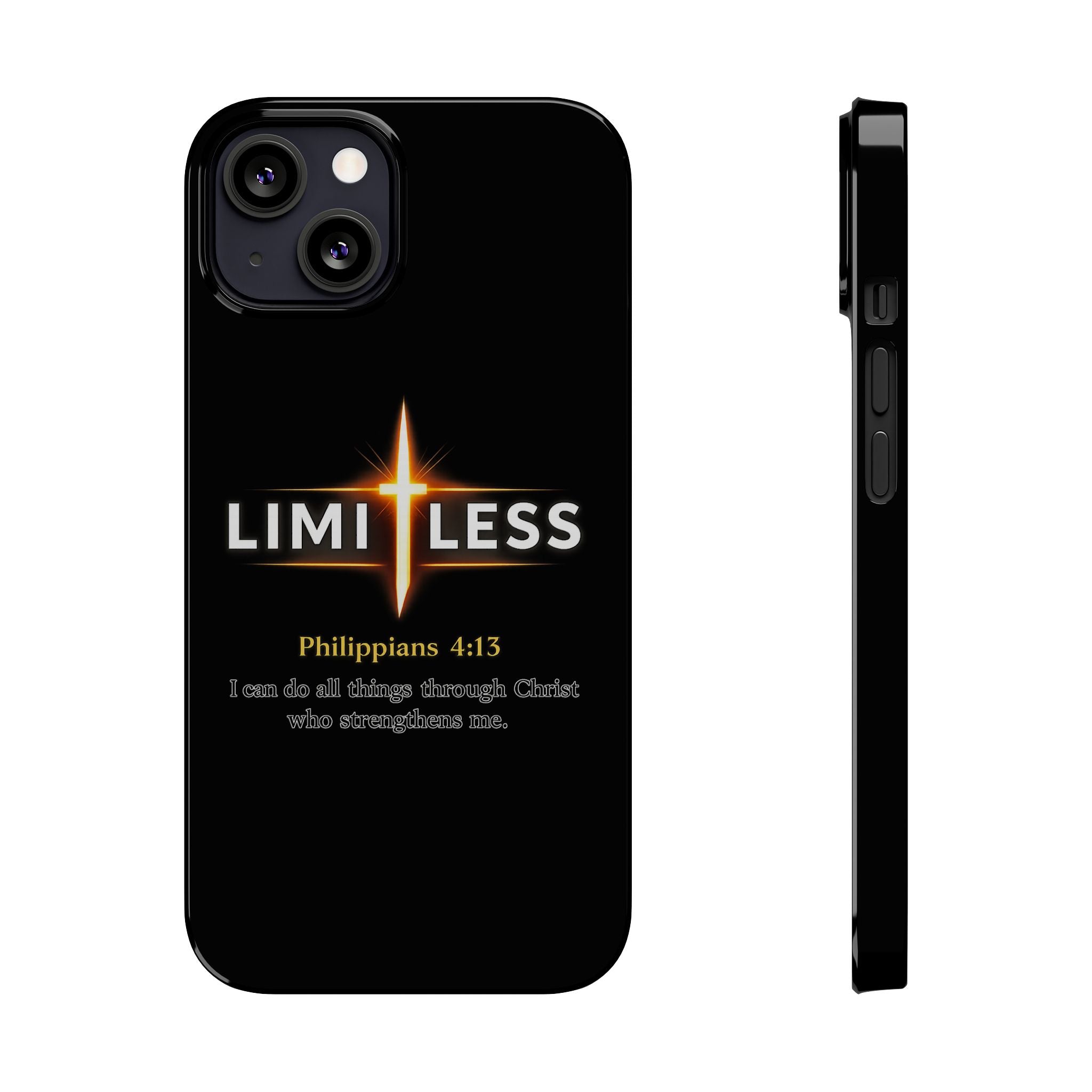 Limitless Cross Phone Case — Philippians 4:13 Christian Slim Case
