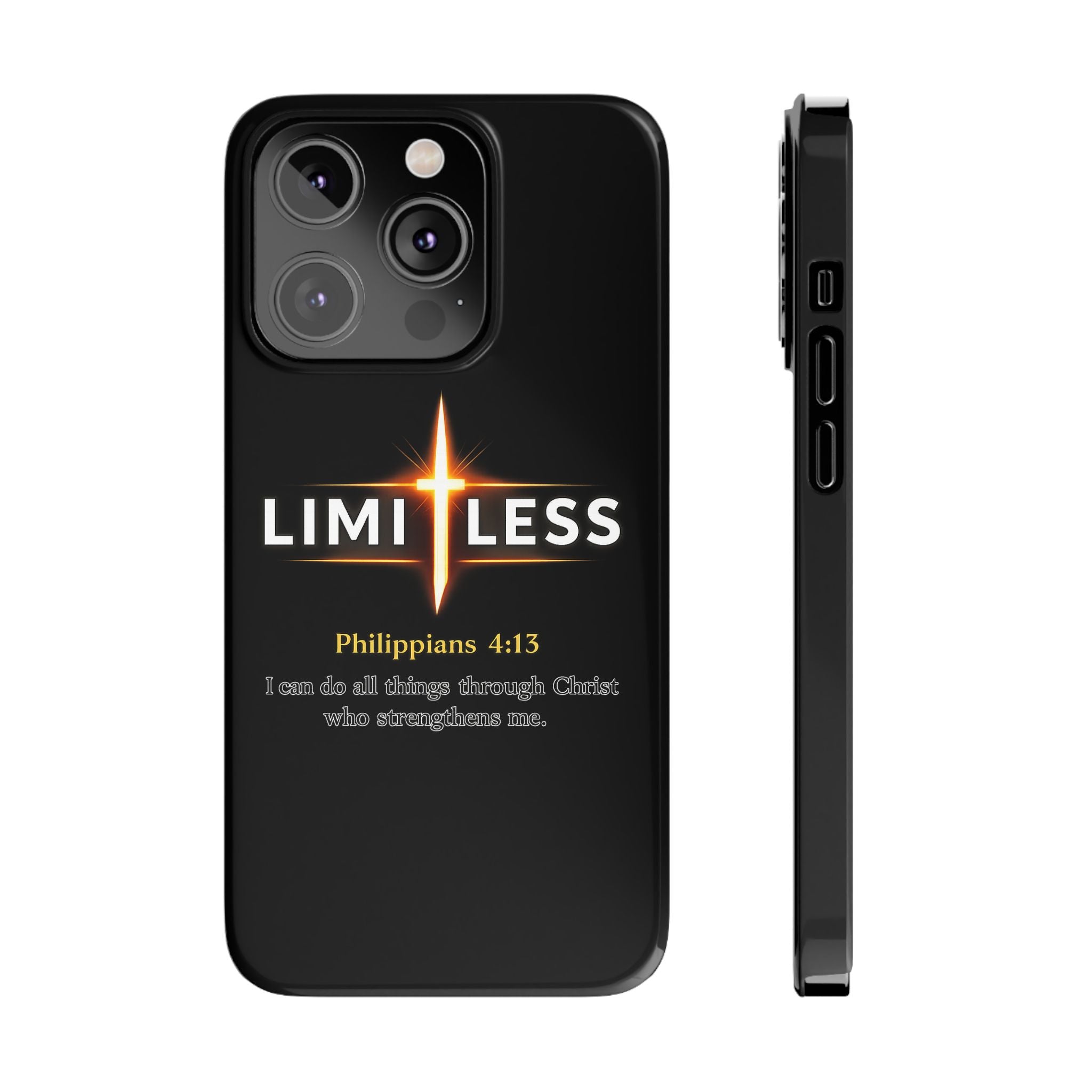 Limitless Cross Phone Case — Philippians 4:13 Christian Slim Case