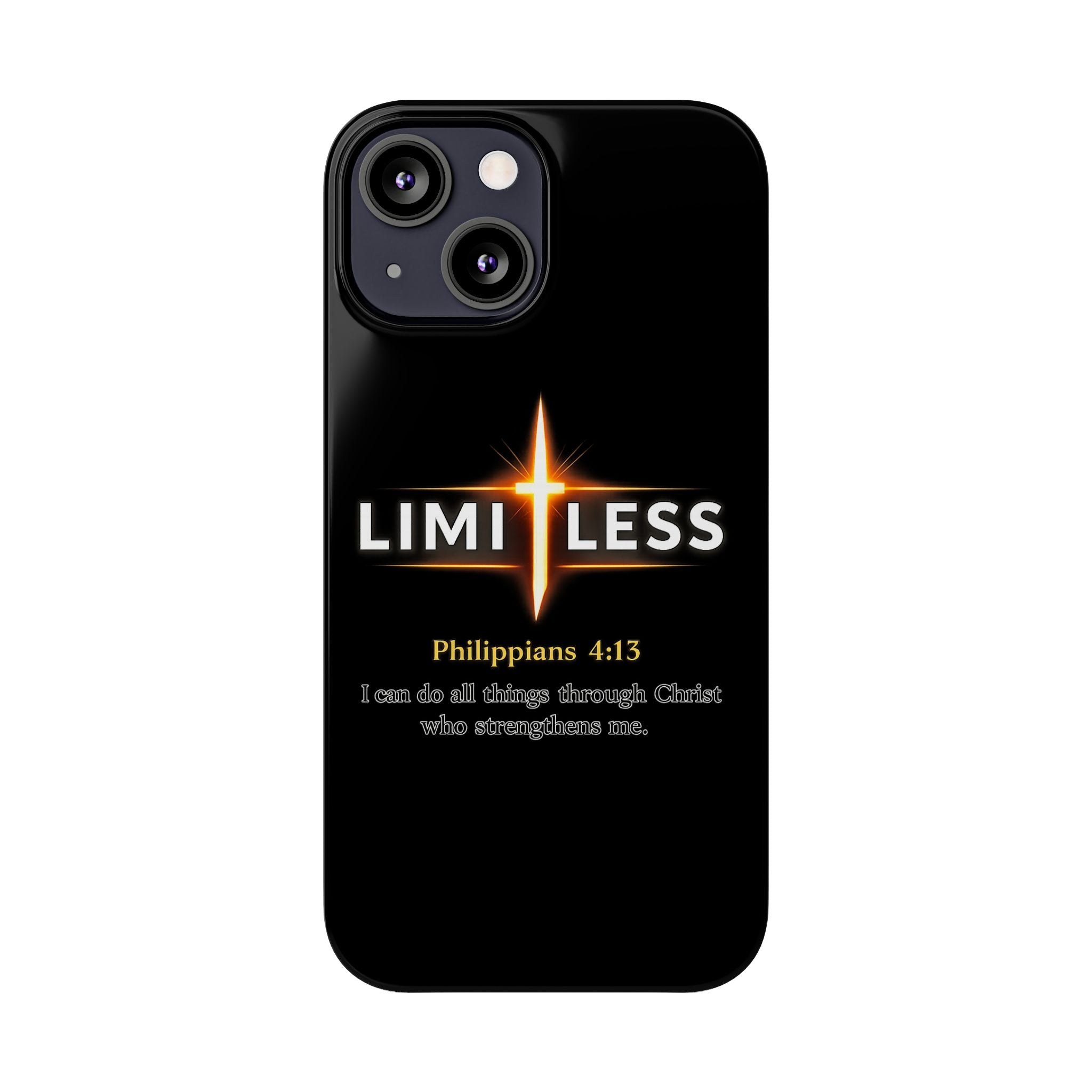 Limitless Cross Phone Case — Philippians 4:13 Christian Slim Case